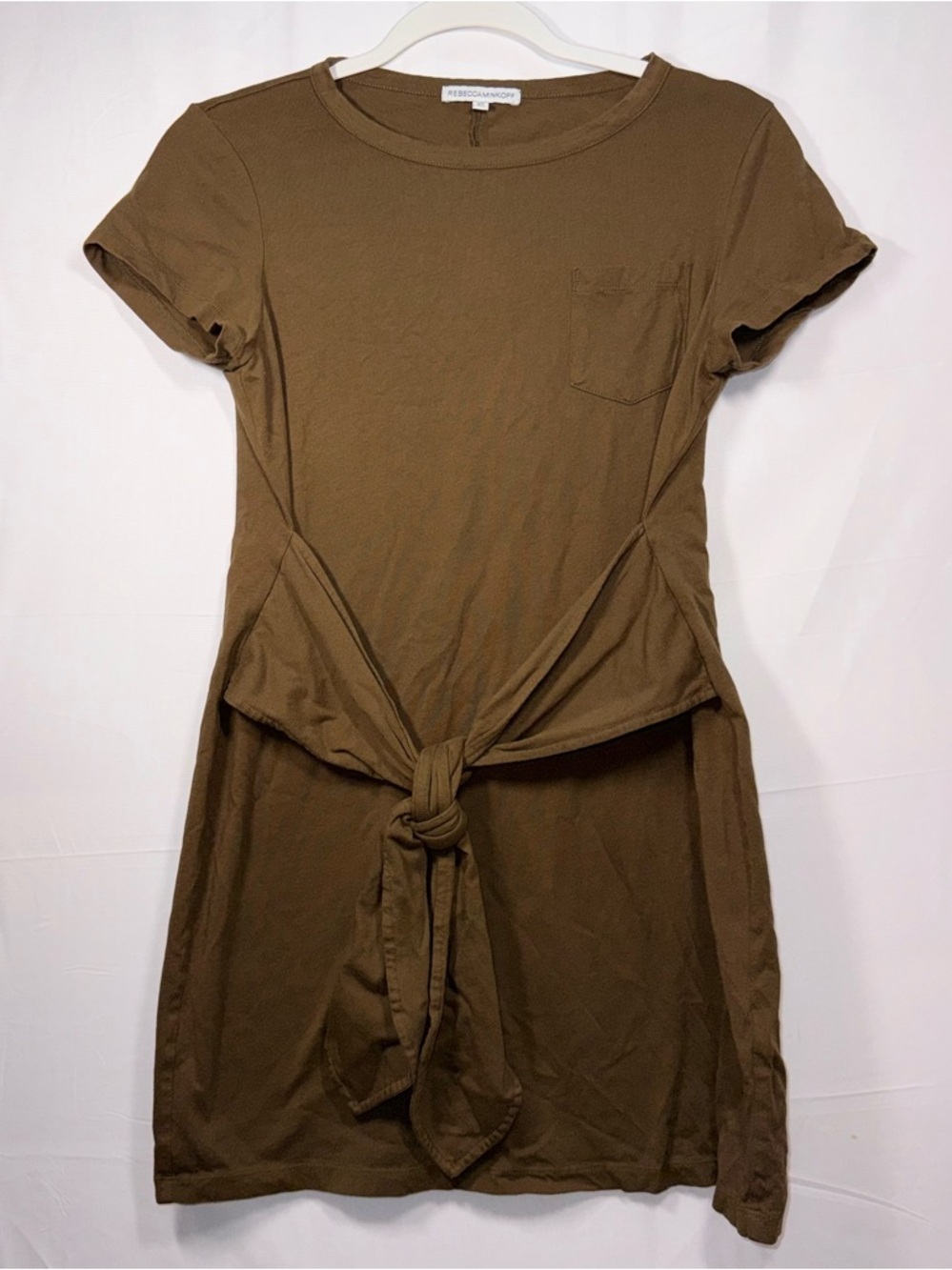 Rebecca Minkoff Brown Tie-Front Short Sleeve Short summer Dress Size XS